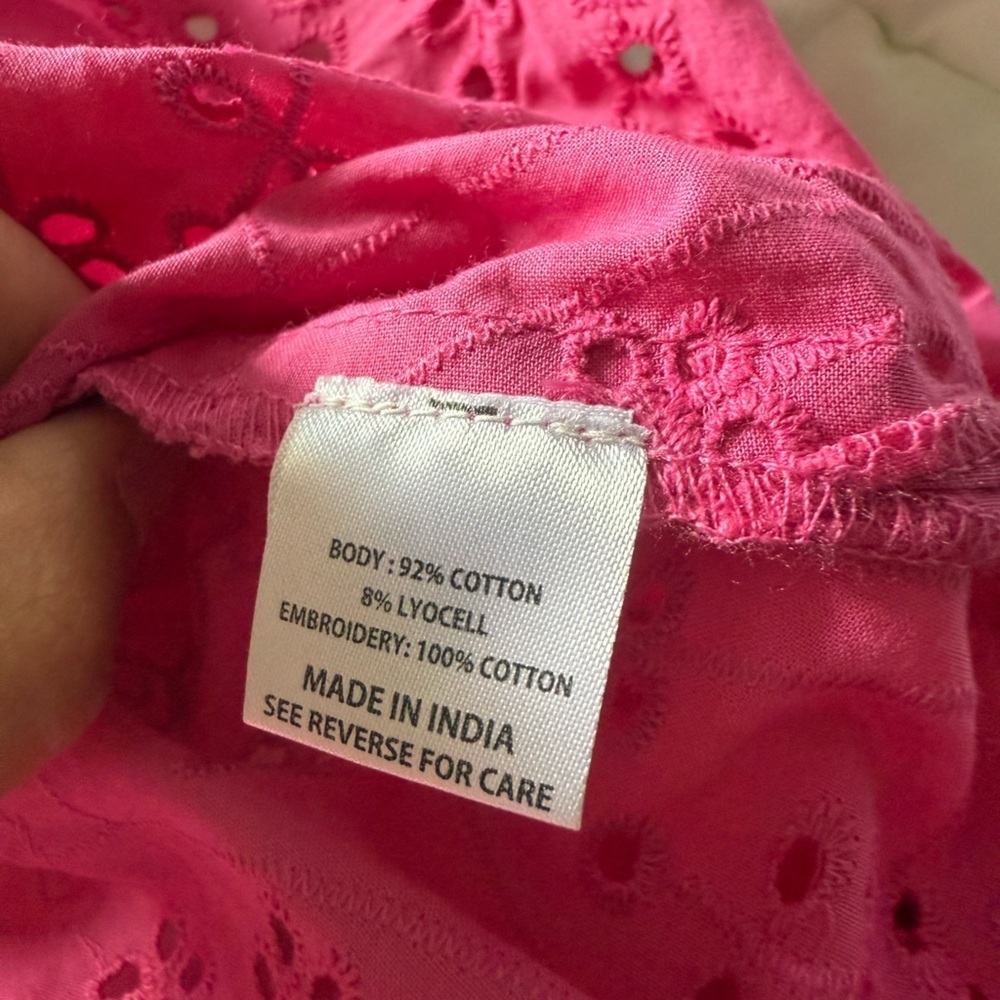 NWT Tuckernuck Fuchsia Pink Eyelet Ruffle Midi Dress size XS - Picture 9 of 10